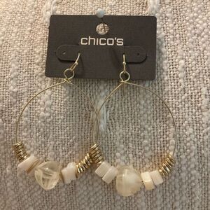 0222-Chico's Gold and Cream Hoop Earrings